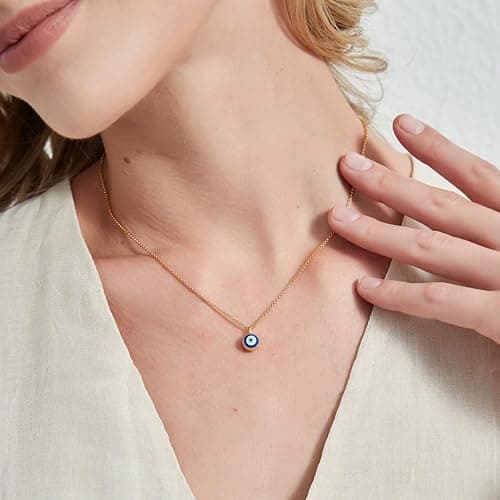Txdvbls Necklace for Women - 14K Gold Plated Bow Snowflake Cherry Sun Lion Bear Fish Evil Eye Star of David Italian Horn Pearl Necklace Pendant with 16”+2” Chains, Trendy Elegant Jewelry thumbnail 5