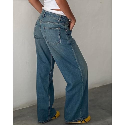 Women's Wide Leg Jeans Low Rise Baggy Straight Leg Boyfriend Denim Pants Casual Loose Jeans Y2K Girl Style thumbnail 3
