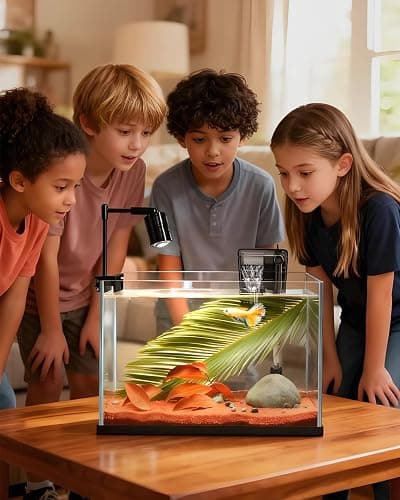 iPriro Fish Tank, 3 Gallon Ultra-Clear Glass Fish Aquarium, with Separator Plate for Betta, Fish Tank Starter kit with Filter and Adjustable Led Light, White thumbnail 2