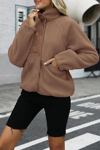 Nirovien Womens Fuzzy Fleece Jacket Button Down Sherpa Coats Casual Winter Warm Outwear with Pockets thumbnail 2
