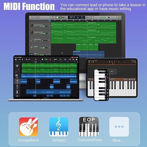 Digital Piano Keyboard for Beginners, Full Size 88 Key Semi Weighted Keyboard Electric Piano with Stand, Built-In Speakers, Electric Piano Keyboard with Sustain Pedal, Bluetooth,USB-MIDI Compatibility - Black thumbnail 6