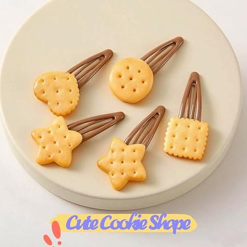 8 Pcs Novelty Biscuit Snap Clips Cute Food Hair Clips Fun Cookie Hairpins Baking Barrettes Funky Cartoon Hair Accessories for Back to School, Cosplay, Birthday & Costume thumbnail 3