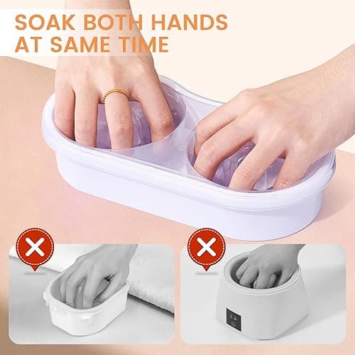 Dual Nail Soaking Bowl Acetone Proof: Soak Off Gel Nail Polish Dip Powder Remover Bowl- Cut the Soaking Time in Half Manicure Bowl for Salon Home (D2-White) thumbnail 3