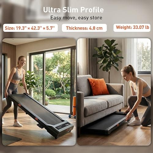 Cybergoing T10 Walking Pad Treadmill Powered By Bosch®, Under Desk | Treadmill, Fixed 7% Manual Incline, Up to 4 MPH, 2.5HP, 300lb Capacity, App + Remote, 15"x36" Belt, Treadmills for Home thumbnail 8