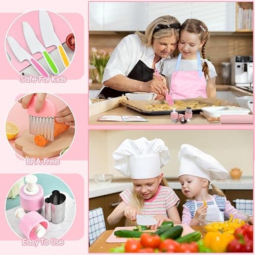 37PCS Kids Cooking Sets Real, Kids Cooking and Baking Gift Set with Storage Case Timer Kid Safe Knives Cutting Board, Toddler Real Kitchen Tools, Birthday Gifts for Girls Boys Age 3 - 8 thumbnail 4
