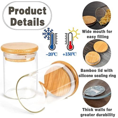 GPOVVIMX 12 Pcs Glass Spice Jars with Bamboo Airtight Lids and 191 Labels - 8.5oz Small Food Storage Containers for Kitchen, Seasoning, Coffee, Herb - Spoon and Marker Included thumbnail 4