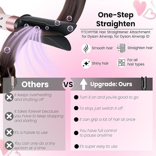 YTCHYYSK Hair Smooth Attachment for Dyson Airwrap HS01 HS05 HS08, Gentle Airflow Smooth Nozzle for Air wrap, Hair Straightener Replacement Part from Curly Coliy Wet to Straight Smooth Sleek Shiny Hair thumbnail 3