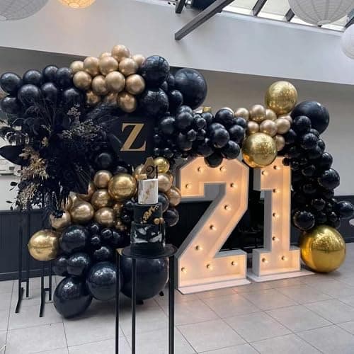 Black and Gold Balloons Garland Arch Kit, 134pcs Black and Metallic Gold Balloons with Different Size for 2026 Graduation Decorations, New Year, Birthday, Anniversary Party Decorations thumbnail 6