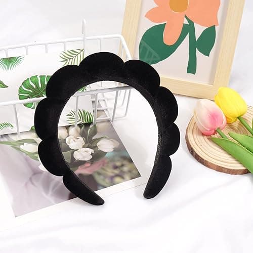 Ayesha Spa Headband for Women Sponge Headband for Washing Face Clouds Soft Hairband Makeup Headbands for Women Girls Shower Makeup Skincare (Black) thumbnail 3