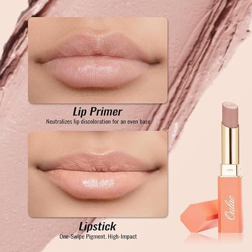 Oulac Beige Lipstick for Women, Pale Nude Matte Lip Base, Full Coverage Lip Color, Satin Matte Finish, Cream Texture, Hydrating, Infused with Hyaluronic Acid, Vegan & Clean Beauty 4g SG01 Bare thumbnail 3