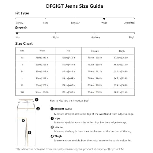 DFGIGT Men's Irregular Sutures Y2k Hip Hop Baggy Jeans Wide Leg Denim Pants Casual Loose Fit Trousers Streetwear thumbnail 6