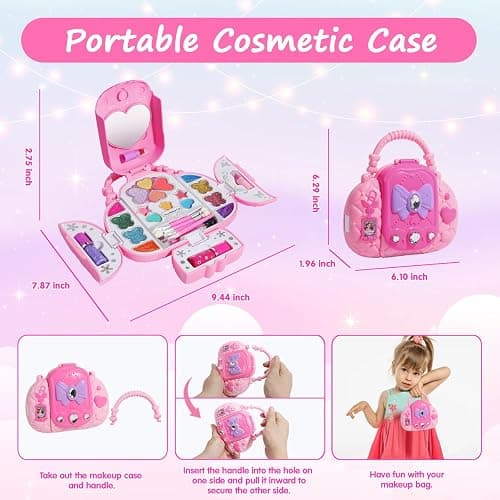 Topsolid Kids Makeup Kit With Mirror - Real Washable Makeup Set for Girls 5-8, Princess Toys Cosmetic Set, Christmas & Birthday Gifts for 3-8 Year Old Girls thumbnail 2