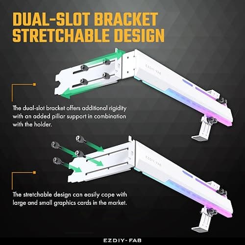EZDIY-FAB 5V ARGB GPU Holder Brace Graphics Card GPU Support Video Card Holder Bracket, Strenchable Structure, Video Card Sag Holder/Holster Bracket Support RX7990XTX, RTX4090, White-341-1 thumbnail 4