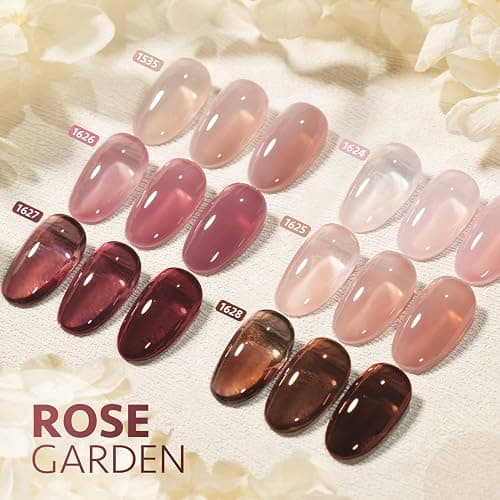 GAOY Rose Garden Jelly Gel Nail Polish Set, 6 Colors Nude Red Pink Brown | Natural Nails, Buildable Color, UV Lamp Required, Long Lasting, Easy to Apply, Salon Manicure at Home, Gift for Women thumbnail 6