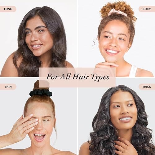Kitsch Satin Scrunchies for Women - No Crease Hair Ties for Girls | Scrunchies For All Hair Types and Textures, Perfect for Day or Night - 5 Pcs, Assorted - Blush & Black - 1 count (Pack of 5) thumbnail 6