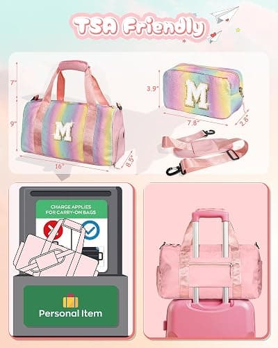 Vogewood Gifts for Niece-Girl Gym Bag with Shoe Compartment, Kid Personalized Weekender Overnight Bags, Initial Travel Tote with Makeup Pouch, Birthday Gift for Sister Granddaughter (Letter J) thumbnail 3