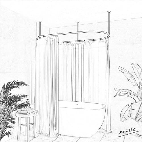 Naiture Stainless Steel Oval Shower Curtain Rod with Ceiling Support for Clawfoot Tub in 48" L X 30" W, Black Finish - 48" L X 30" W - Black thumbnail 8