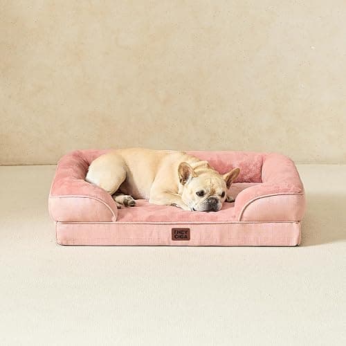 EHEYCIGA Orthopedic Dog Beds for Extra Large Dogs, Waterproof Memory Foam XL Pet Bed with Sides, Non-Slip Bottom and Egg-Crate Foam Big Dog Couch Bed with Washable Removable Cover, Dusty Pink thumbnail 8