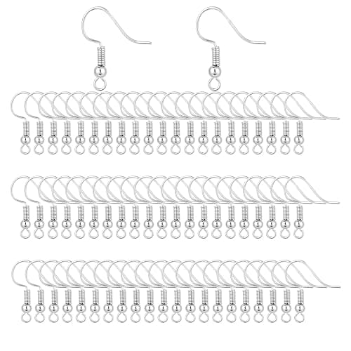 Bylion 400 Pieces Stainless Steel Earring Hooks, Fish Hooks, French Wire Hooks, Coil and Ball Style Nickel-Free Ear Wires for Jewelry Making, Silver - Image 1