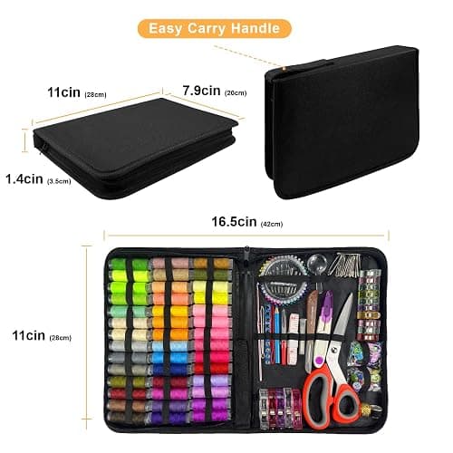 HYHJMISTY Sewing Kit for Adults, 50 Color Sewing Thread Kit, 295PCS Sewing Accessories with Ergonomic Scissors, Portable Professional Mending Essentials for Travel, Home, Beginners thumbnail 8