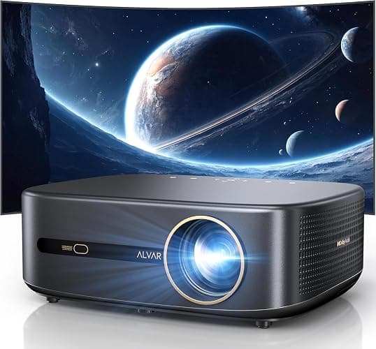 ⭐⭐⭐ [1000 ANSI & Audio by DBX-TV] Alvar Smart Projector with WiFi 6 and Bluetooth, 30W Speakers, NetfIix Licensed & DoIby Audio Outdoor Proyector, Auto Focus Native 1080P Projector with HDR10, Black - Image 1