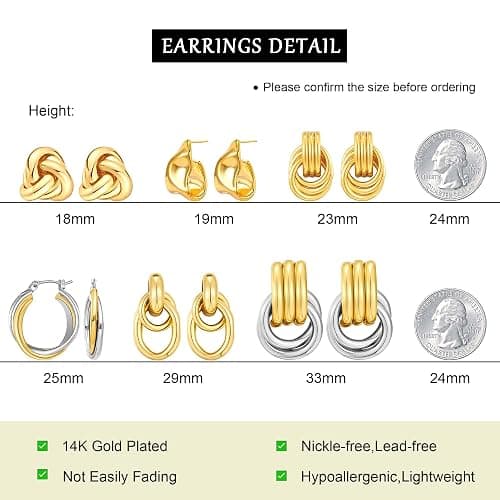 QJLE Two Tone Drop Dangle Earrings - Gold Silver Plated Hoop Huggie Earrings for Women - Trendy Jewelry thumbnail 6