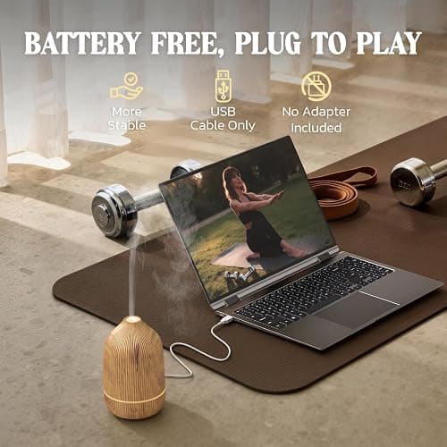 Essential Oil Diffuser, 100ml Aromatherapy Diffuser, Mini Ultrasonic Diffuser for Essential Oil, Home, Office, Cool Mist Humidifier with 7 Led Light, Auto Shut-Off, Wood Grain thumbnail 6
