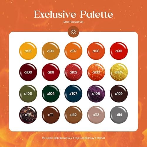 beetles Gel Polish Cozy Campfire Shade Collection - Fall Nail Fest Fall Gel Nail Polish Set, 20 Colors Autumn Orange Yellow Green Brown Red Shades UV LED Cured Soak Off DIY Manicure Gift for Girl thumbnail 2