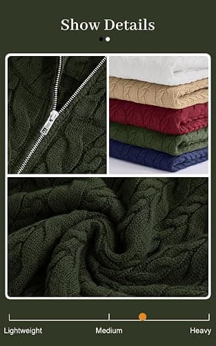 PRETTYGARDEN Womens Fall Sweaters 2025 Long Sleeve Quarter Zip Pullover Sweater Casual Loose V Neck Cable Knit Jumper Tops thumbnail 5