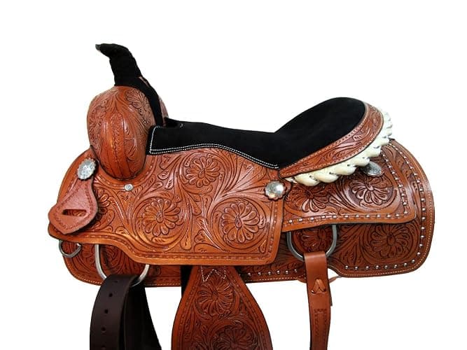 Western Trail Saddle Horse Pleasure Comfortable Ride Tooled Leather Rodeo Cowboy Saddles 15 16 17 18 FQHB thumbnail 3