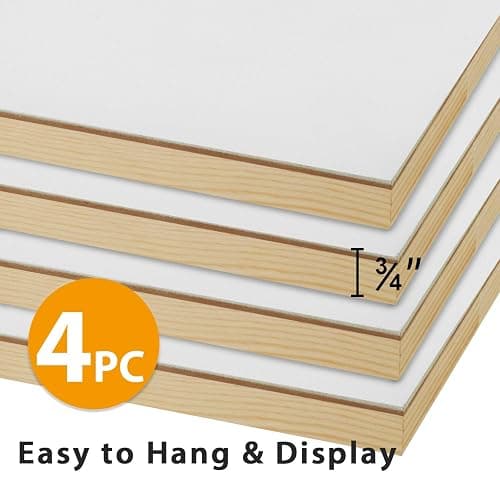 PHOENIX Gesso Boards for Painting - 11x14 Inch / 4 Pack - Coarse Surface 3/4 Inch Cradled Wood Panels for Oil & Acrylic Paints, Crafts & Pouring Art thumbnail 3