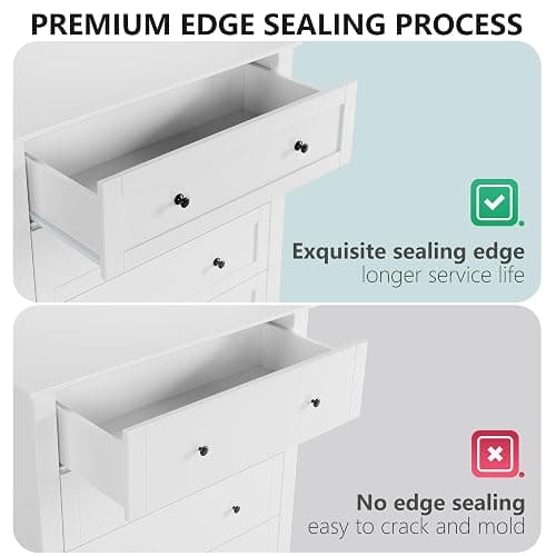 Garvee White 6 Chest of Drawer Dresser, Wood Storage Drawers Unit for Bedroom, Modern Organizer Storage Cabinet for Living Room, Entryway, Hallway thumbnail 6
