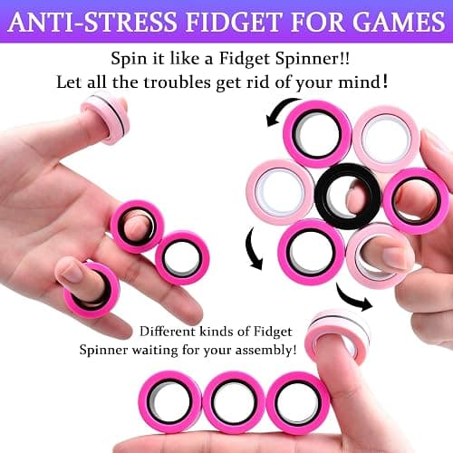 Cevioce Easter Basket Stuffers,9 PCS Magnetic Ring Fidget Toys Set for Adults Teens Boys,ADHD Anxiety Magnetic Fidget Spinner,Birthdays Gifts for Kids Coolest Magnet Stress Relief Toy for 8+ Year Old thumbnail 4