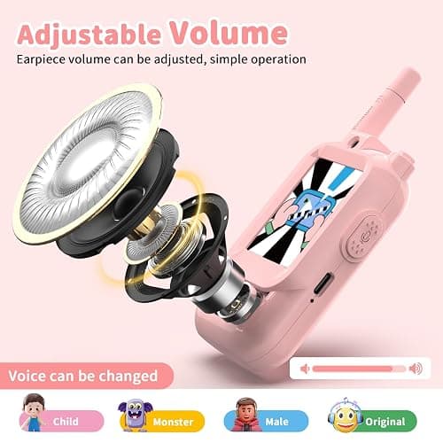 BlueFire Kids Walkie Talkies with Video – Screen Display Toy Radios with Voice Effects, One-on-One Pairing, Long Range – Birthday Toys Gifts for Boys & Girls Ages 3–12 (Pink) thumbnail 4