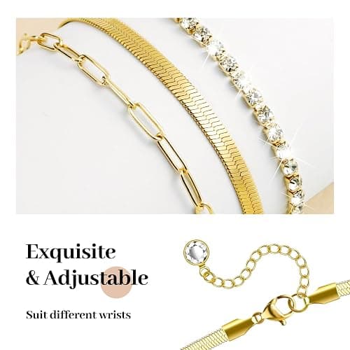 Slim Golden Band and 3Pcs 14k Golden Bracelet Set Women Feminine Elegant Compatible with Apple Watch 38/40/41/42mm(S10/11) Adjustable Metal Dressy Strap for iWatch Series 11/10/9/8/7/6/5/4/SE/3/2/1 thumbnail 5