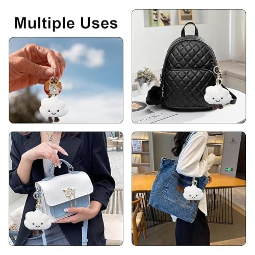 MOGITO Cute Cloud Keychain Plush Keyring, Fluffy Bag Charm Pendant for Women Girls, Soft Car Accessory for Backpack Purse Keys, plush keychain thumbnail 7