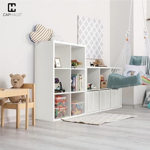 CAPHAUS Sturdy Room 13-Inch Cube Storage Organizer Shelf, with Extra Thick Exterior Edge, Open Storage Shelf Divider, Bookcase, 6-Cube / 8-Cube / 9-Cube, Colors Available in Rustic Grey Oak and White thumbnail 2