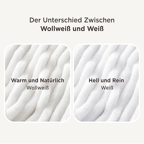 BEDSURE Kuscheldecke - Wolldecke & Fleecedecke, Sofadecke, Weiche Warme Grobe Korddecke für Zimmer Deko, Wohn- & Kuscheldecken, Tagesdecke, Wollweiß, 150 x 200 cm thumbnail 5
