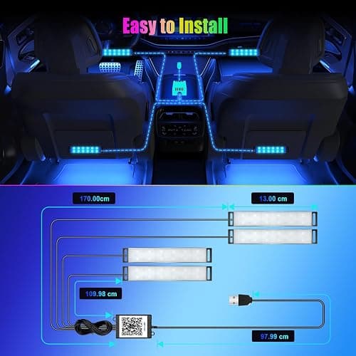 YiLaie Auto Innenbeleuchtung LED mit APP Steuerung und 16 Millionen Farben, Musikmodus, Farbspeicher, Auto zubehör Innenraum deko, Geschenke für Männer und Frauen, DC 5V thumbnail 6