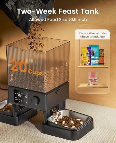 oneisall Automatic Cat Feeder for 2 Cats, 5L Automatic Cat Food Dispenser for Small Pets Indoor, Timed Cat Feeder for Dry Food thumbnail 4