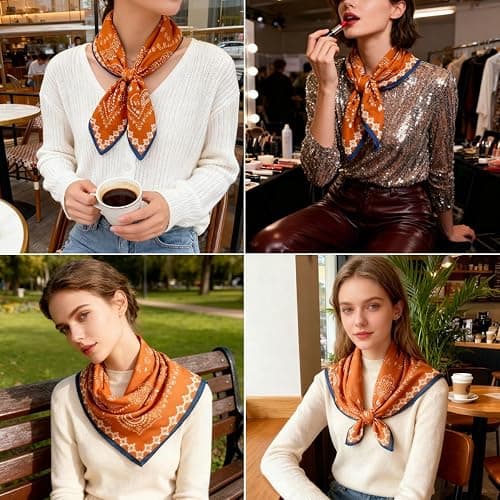 K-Elewon Women Medium Square Scarf Head Scarf Neck Scarf Hair Scarf Head Sleeping Wraps Bandana Scarfs for Women thumbnail 4