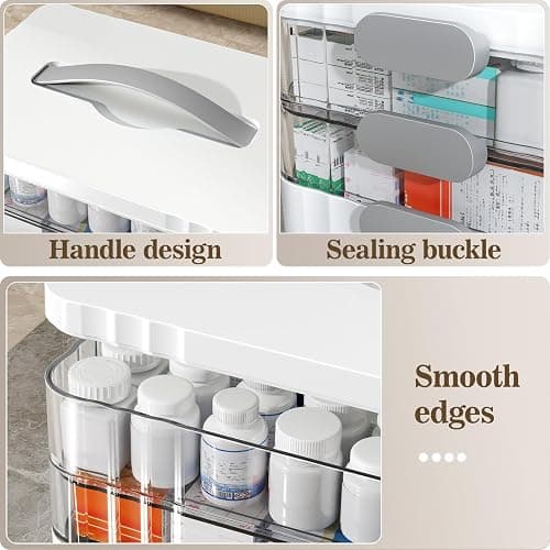 ARSTPEOE 3-Tier Medicine Organizer - Portable Medicine Cabinet with Handle | Multipurpose Medical Box, Pill Organizer, Empty First Aid Kit for Home thumbnail 5