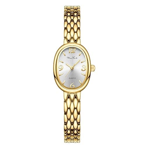 Diaofendi Petite Vintage Oval Gold Women’s Watch, Waterproof Elegant Watch with Japanese Quartz Movement, Adjustable Strap with Tool thumbnail 2