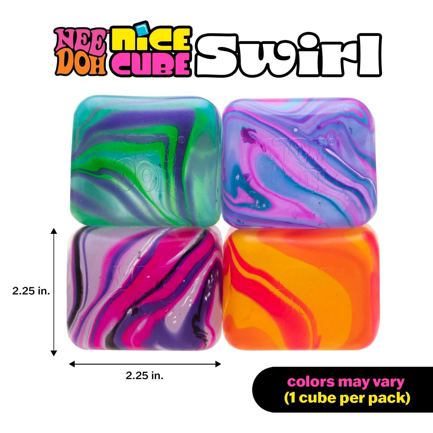 NeeDoh Nice Cube Swirl- Squishy Colourful Stress Toy, Soft & Stretchy Fidget for Sensory Play, Swirled Ice Cube-Inspired Design, Stress Relief for Kids & Adults, Fun Collectible, Assorted Colours thumbnail 5