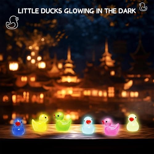 IEUHDKWL Mini Resin Ducks Luminous 16 Colors Tiny Ducks Miniature Duck Glow in The Dark Hide Glow in The Dark Miniature Figures for Micro Landscape Aquarium Party Decor (128PCS) thumbnail 7