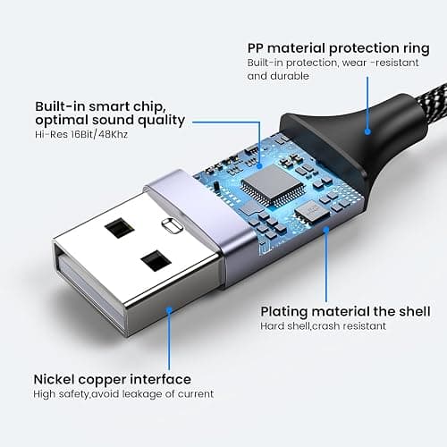 MOSWAG USB to Audio Jack Adapter 0.65Feet/20cm, External Sound Card Jack Audio Adapter with 3.5mm Aux Stereo Converter Compatible with Headset, PC, Laptop, Linux, Desktops, PS4 and More Device thumbnail 3