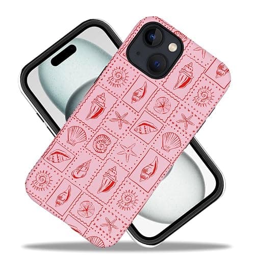 Case for iPhone 13,Frosted 2-Layer Durable Case for Girl Women,Pink Seashells Stamps Beachy - Pink Seashells Stamps Beachy - iPhone 13 thumbnail 2