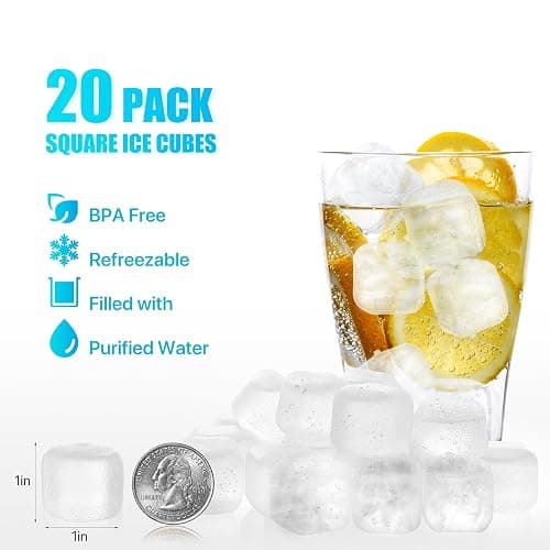 Nonley Reusable Ice Cubes, 20 Pack Refreezable Plastic, BPA Free, Chills Drinks Without Diluting, Washable Fake Ice Cubes for Cocktails, Wine, Beer or Coffee, Easy To Use thumbnail 3