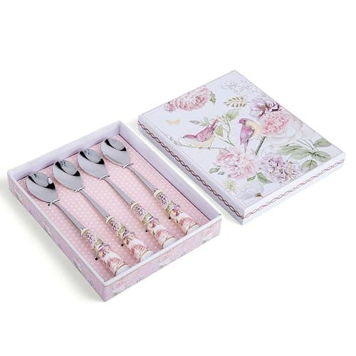Birds in Rose Garden Coffee/Tea Spoon with Ceramic Handle Set of 4 in Gift Box thumbnail 5