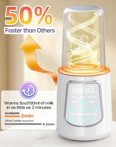 12 in 1 Fast Baby Bottle Warmer with Even Heating No Hot Spots, Night Mode, Sterili-zing, Constant Temp Milk Warmer for Breastmilk & Formula, Fits All Bottles Grey thumbnail 3